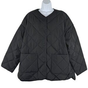 Uniqlo Pufftech Quilted Jacket Womens 2XL Black Collarless Polyester NWT CJ-2009